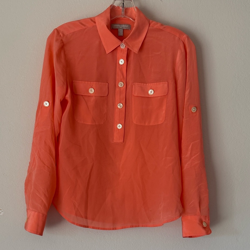 Banana Republic Silk Blouse in Vibrant Coral